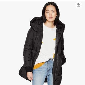 French Connection Asymmetrical Coat w Faux Leather